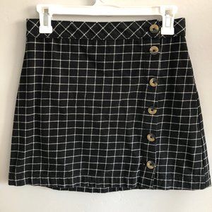 H&M Divided Black and White Plaid Mini Skirt with Buttons